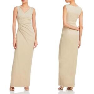 CHIARA BONI LA PETITE ROBE Aliki Metallic Sheath Gown Gold Shimmer 40 NWT